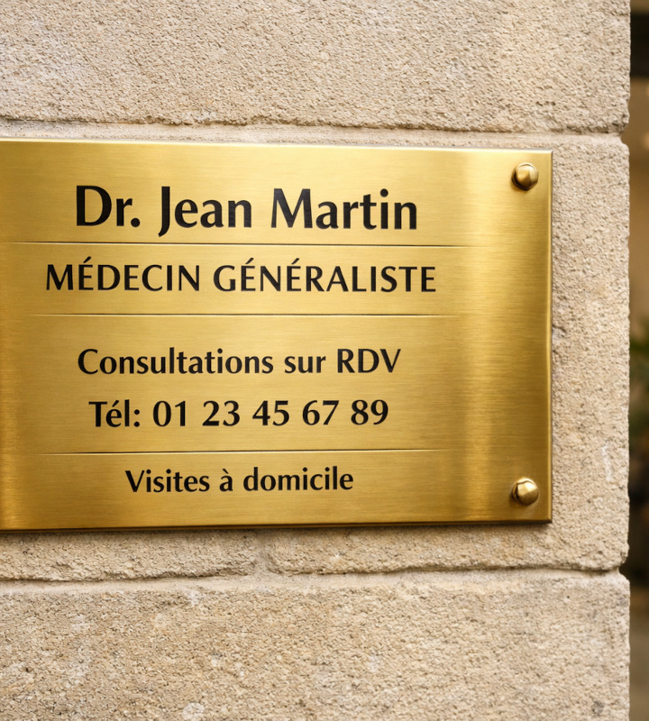 Plaque professionnelle pour médecin en laiton : Entre prestige et tradition