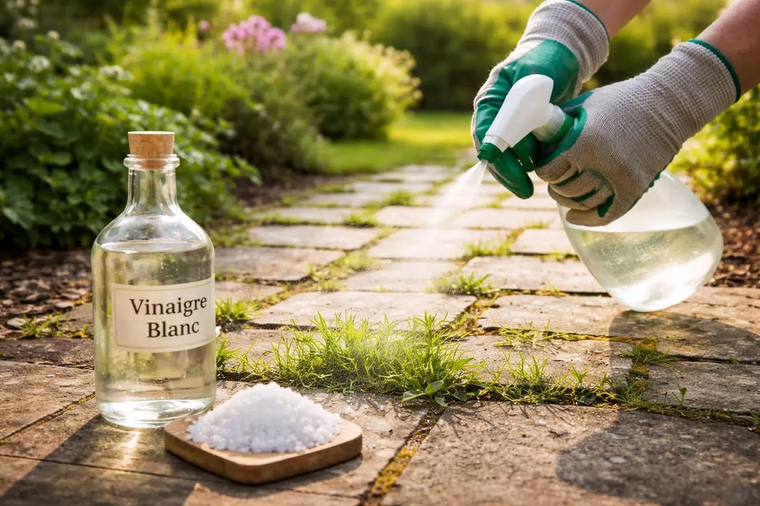 découvrez comment fabriquer et utiliser efficacement un désherbant naturel à base de vinaigre et de sel pour éliminer les mauvaises herbes de manière écologique et économique.