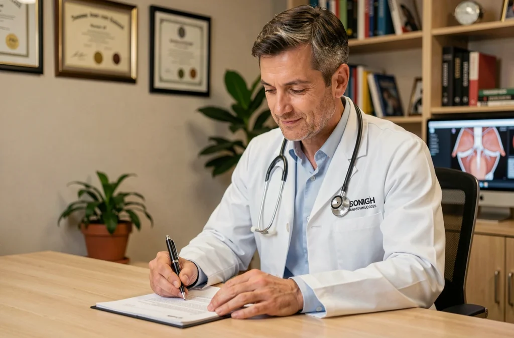 Le Dr Christophe Nasser, chirurgien plasticien à Nancy, en consultation dans son cabinet médical